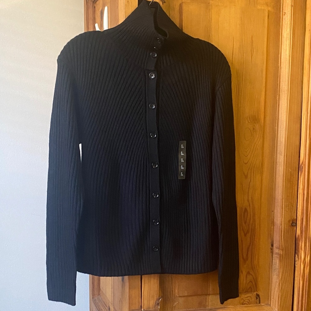 NWT Uniqlo Black Ribbed Knit Cardigan